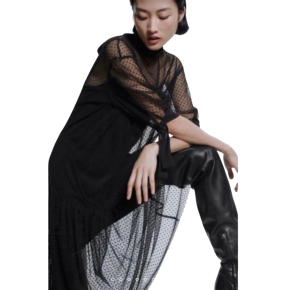 Zara Dresses & Skirts - NWT Zara Swiss Polka Dot Tie Dress Size M